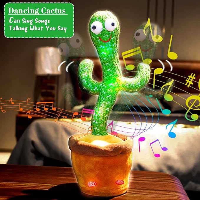 Dancing Talking Cactus Toy, Repeats What You Say Mimicking Recording Cactus Toy, Singing 120 Songs Toddler Toys Gifts Birthday Toys for Kids
