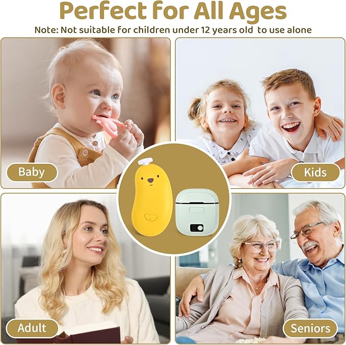 Electric Nail Clipper, Baby Nail Trimmer Electric, Baby Nail Clippers with Light,2-in-1 Nail File Set Rechargeable for Infant Baby,Toddler Kids, with 6 Grinding Heads,3 Speed Modes TpChapNi
