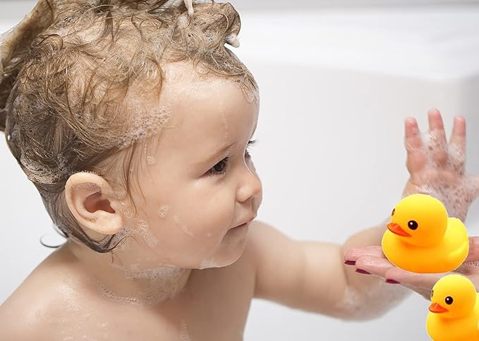 umbresen Yellow Rubber Ducks Preschool Bath Toys Bathtub Duckies Gift for Baby Shower Infants Toddlers Car Pool Float Halloween Adults Party Favors Carnival Decorations (Small Yellow 2.2''-12pcs)