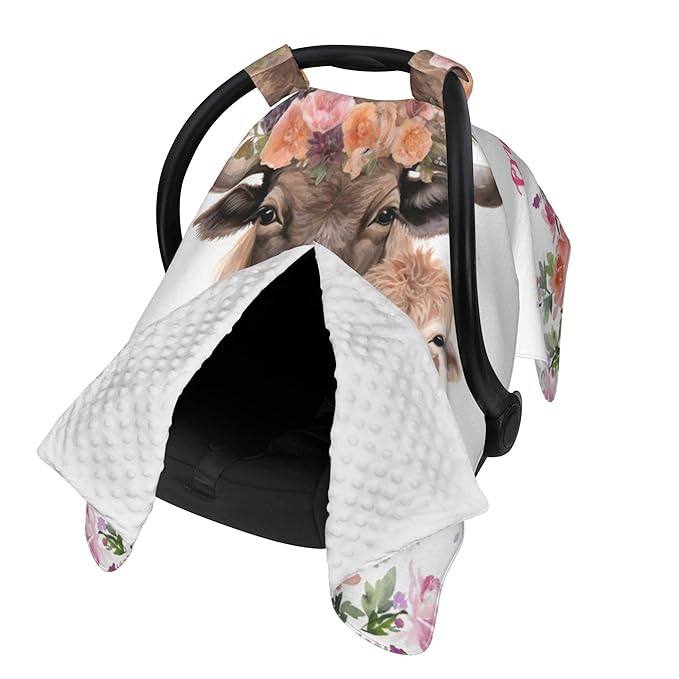 Personalized Baby Car Seat Canopy with Name Custom Minky Buffalo Car Seat Covers Nursing Cover for Breastfeeding Multi-Use Cover Infant Carrier Carseat Winter Cover for Newborn Girls Boys