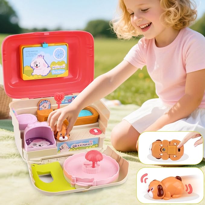 nicknack Interactive Music Toy for Toddlers, Electronic Mini Puppy & Singing Dog House Playset, Fun Pretend Play with Sounds Songs Educational Toy for 3 4 5 6 Year Old Boys Girls, Ideal Birthday