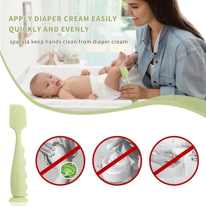 Baby Diaper Cream Spatula with Case,1 Large 2 Mini Diaper Spatula with 2 Case,Butt Spatulas Baby Diaper Cream Applicator, Soft Butt Paste spatula Diaper Rash spatulas with Case Red Gray Beige
