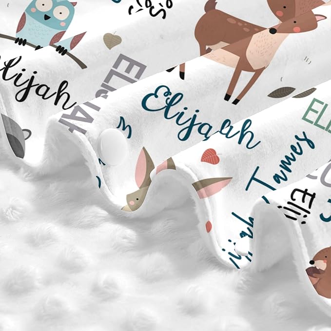 Personalized Car Seat Covers for Babies Custom Name Car Seat Canopy for Newborn Baby Boys Girls 2 in 1 Mom Nursing Breastfeeding Covers Woodland Minky Baby Carrier Covers with Peekaboo Opening
