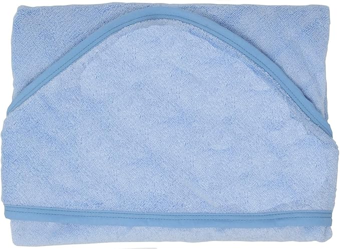 BY LORA Hooded Baby Towel - 100% Rayon from Bamboo, Solid Color Soft Bath Towel with for Babie, Toddler, Infant - Ultra Absorbent - Blue - Large