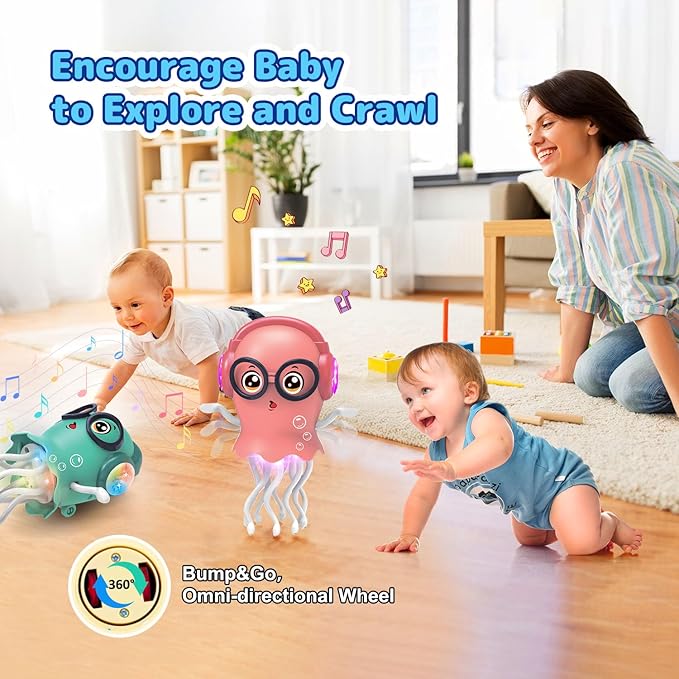 Baby Musical Toys Dancing Jellydancer, Baby Toys 3 4 5 6 7 8 9 10 11 12 Learning Crawl Walking, Fidget Gifts Magic Dancing Music Crawling Toys for 3-8 Year Old Boy Girl Kids Birthday Gifts