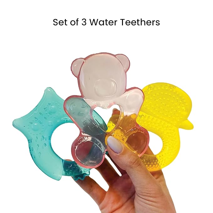 Lulyboo Baby Water Teething Toys for 3-6 Months - BPA-Free Soft Edges, Chilled Fruit Teethers, Animal Shape, Easy to Grasp, Sensory Development, Safe & Gentle Teething Relief