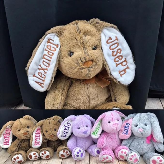 Personalized Plush Stuffed Bunny Animal Toy for Kids, Embroidered Bunny Easter Gifts Bunny Doll Easter Gift Toddler Toys Newborn Toys For Baby Welcome Parties, Easter, Thanksgiving, Christmas