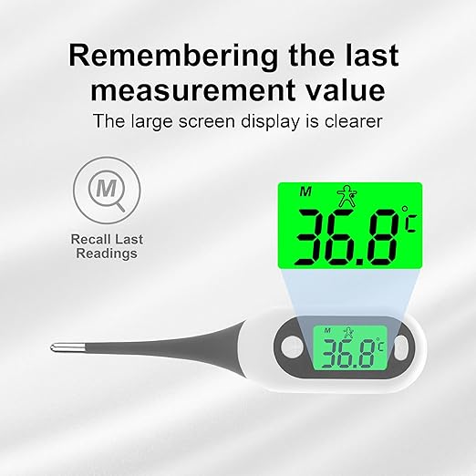 2 Pack Digital Thermometer for Adults Kids Babies,Measures in 16 Seconds with Flexible tip and Fever Alarm, Accurate Oral Rectal Underarm Thermometer with 3 Colors Back Light