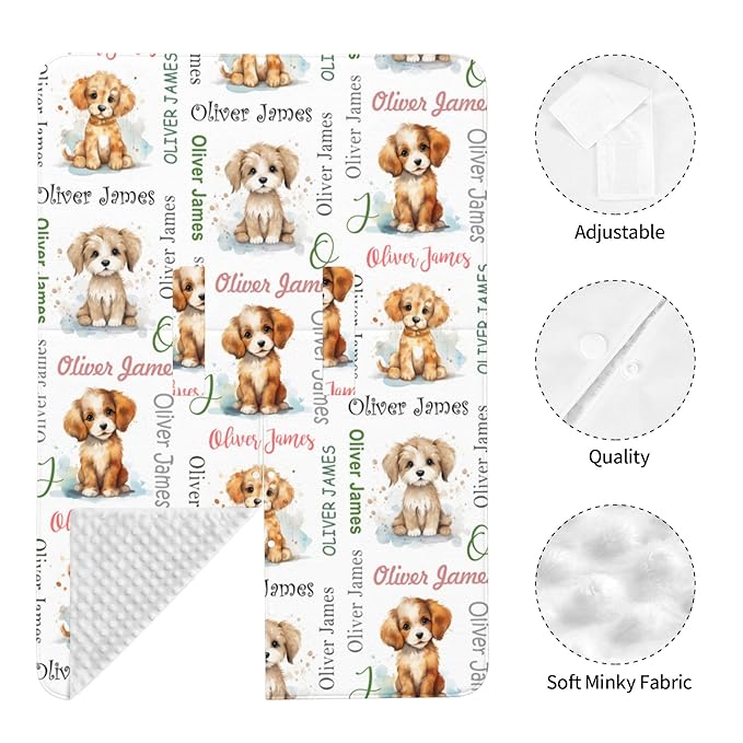 Custom Baby Car Seat Canopy Personalized Car Seat Covers with Name for Baby Boys Girls Customized Dog Nursing Breastfeeding Cover Infant Carseat Canopies Newborn Minky Baby Blanket