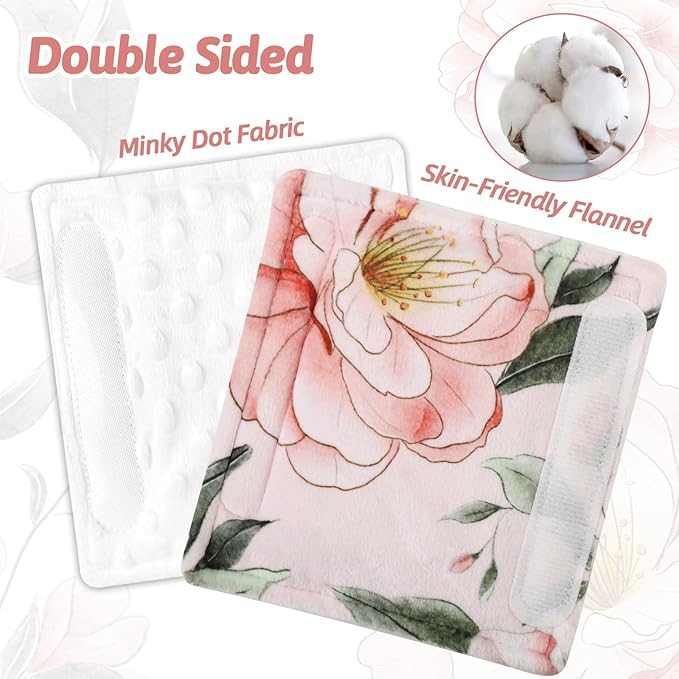 Baby Car Seat Strap Pads, Car Seat Strap Shoulder Covers for Baby Infant Toddler, Double-Sided Car Seat Belt Covers for Stroller/Pushchair/Baby Swing, Soft Flannel, Pink Floral