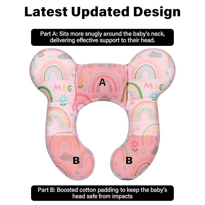 Baby Neck Pillow - Upgraded Baby Support Travel Head Pillow, Portable Headrest for Toddlers & Children for Car Rides, Planes, Road Trips (A4)