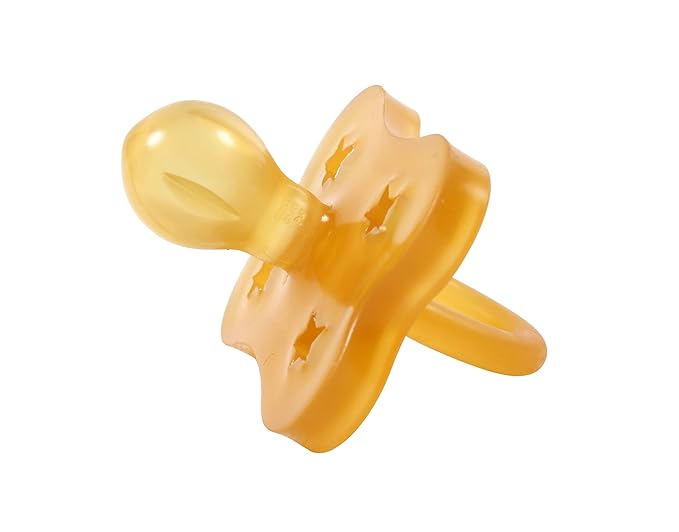 Sweetie Rubber Pacifier Star Shape Rubber Natural Rubber with Rounded Nipple 1 Count (6-12 Medium)