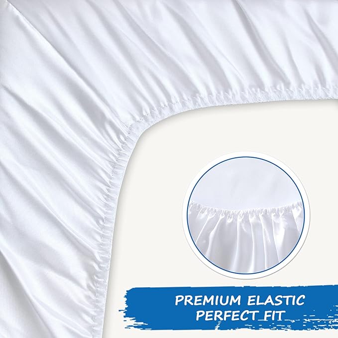 Satin Crib Sheet Soft & Silky Fitted Crib Mattress Sheet (52"x28"x8") for Boys and Girls, Baby Crib Sheets for Standard Crib Mattress, Silk Crib Sheets for Baby Hair and Skin White Crib Sheets