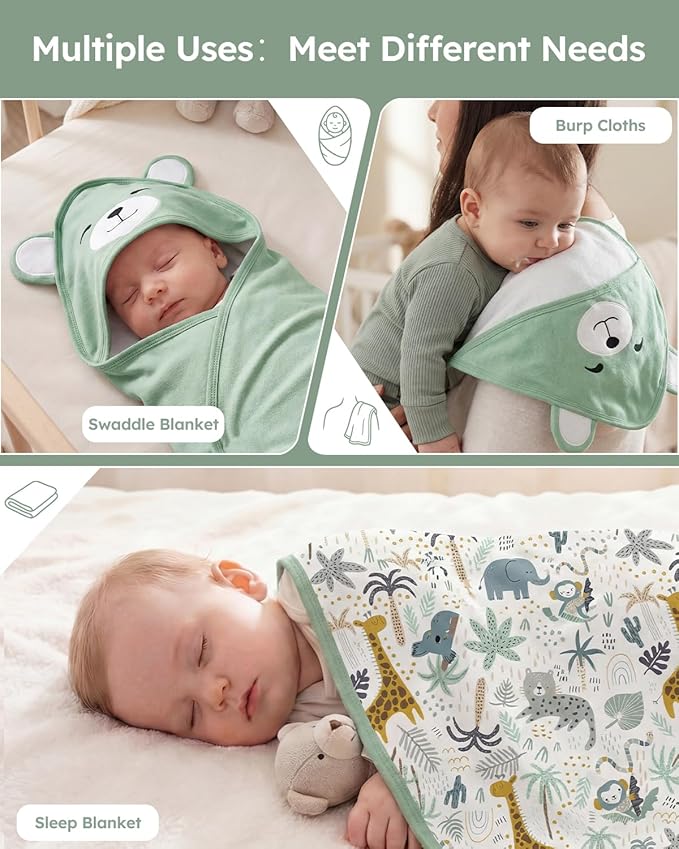 Yoofoss Hooded Baby Towels for Newborn 100% Organic Cotton Baby Bath Towel with Hood for Babies, Infant, Toddler and Kids, 32x32Inch, Soft and Absorbent Newborn Essential