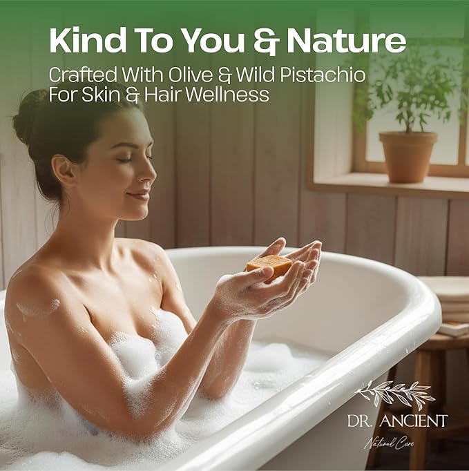 Dr.Ancient Wild Pistacia Bittim Soap Bar Organic Natural Vegan Traditional Handmade Antique - No Chemicals, Pure Natural Soaps!