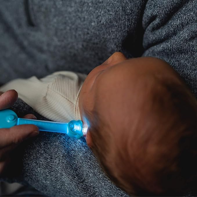oogiebear Brite - Baby Nose Cleaner and Ear Wax Removal Tool. Baby Gadget with Nighttime LED Light. Safe Snot Booger Picker for Newborns, Infants & Toddlers