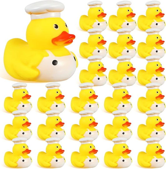 Sotiff 24 Pcs Chef Rubber Ducks Bulk 2 Inch Chef Rubber Ducky for Birthday Party Gifts Beach Summer Bathtub Pool Float