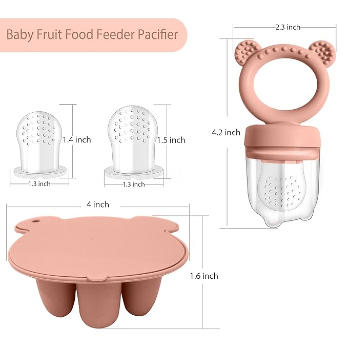 BIGSPINACH Baby Food Storage Containers & Teething Toys Set - Silicone Feeder Tray for Babies 3-18 Months, Breastmilk Popsicle Molds, Pacifier Holder