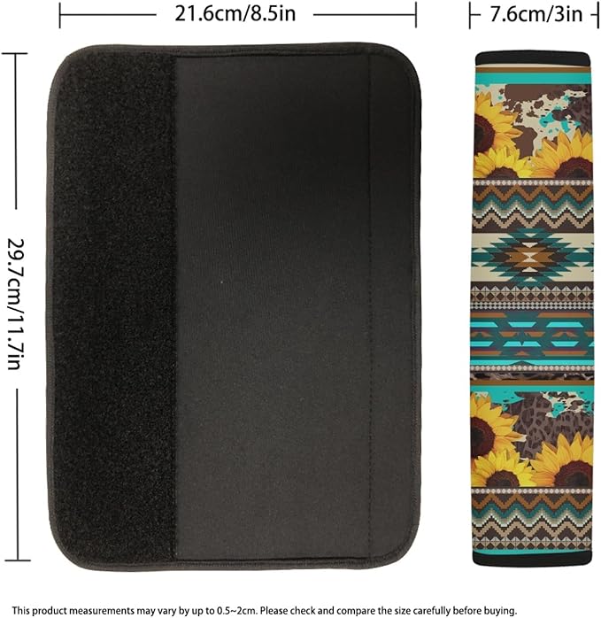 UNICEU Sunflower Navajo Tribal Geometric Car Seatbelt Pads Comfort Soft Auto Interior Seat Belt Shoulder Strap Cushion for Car/Bag, Car Seatbelt Harness Pads