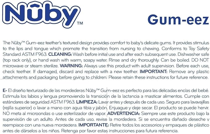 Nuby 2-Pack Gum-EEZ Pacifier Teethers, Colors May Vary