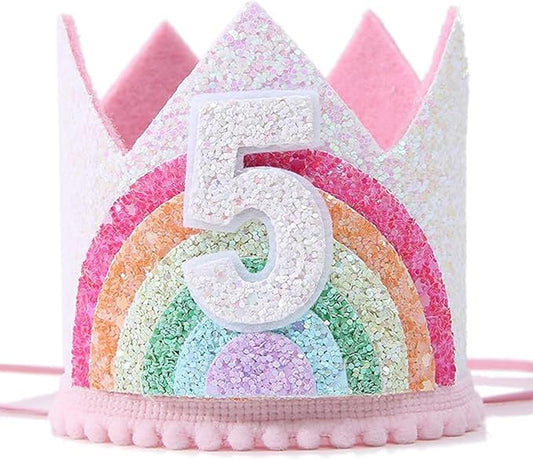 Boy Girl Birthday Crown, Prince Princess Birthday Hat Headband Tiara Crown Cake Photo Prop Party Decorations