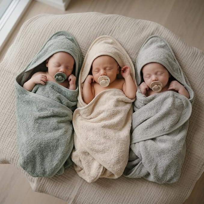 Hooded Baby Towels - 100% Organic Cotton Baby Bath Towels – Baby Towels, Baby Bath Towels for Baby Boy, Baby Girl, 32" x 32" Super-Soft and Absorbent Baby Towels for Newborn (Fog)