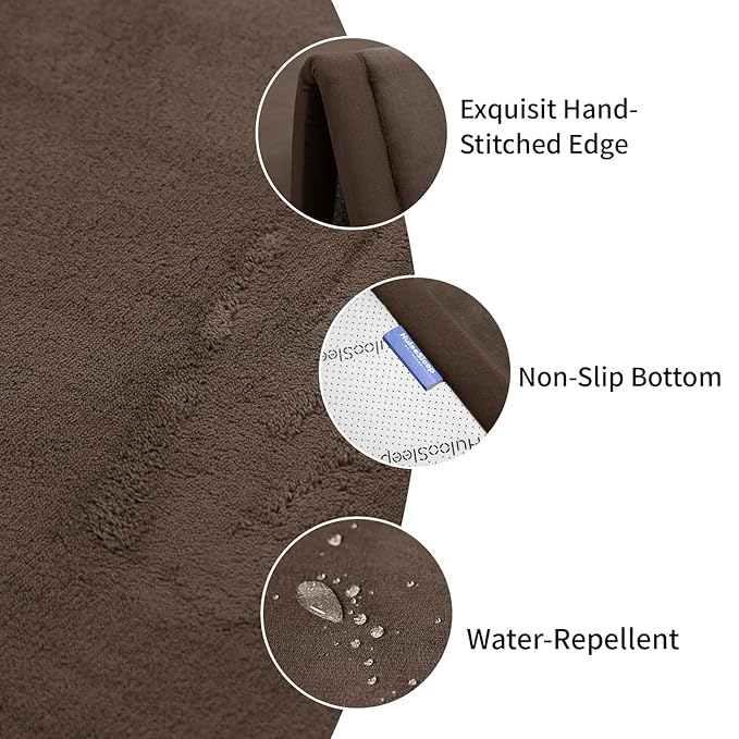 Huloo Sleep Baby Play Mat for Floor,1.3" Thick Elasti-Foam 50x50 Playpen Mat for Toddlers Infant Kids,Water-Repellent Soft Coral Velvet Tummy Time Mat,Non Slip Crawling Mat,Tatami Mat(Dark Brown)