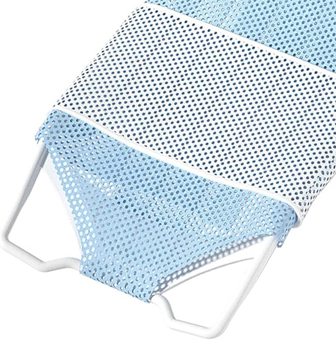 Fafeicy Baby Bath Seat Support Non Slip Mesh Cushion Portable Bath Tub Seat Net for Newborns to Toddlers (Blue, Pillow, Slip Pad)