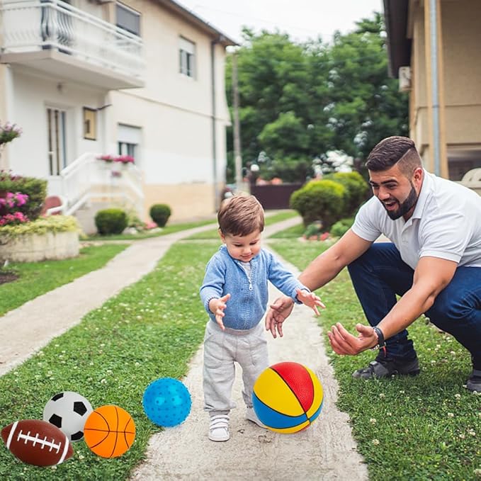 Balls for Toddlers 1-3,Toddler Sports Toys,Set of 7 Kids Ball Soft Foam Baby Sports Balls- Soccer Ball Basketball Baseball Rugby Bounce Ball Playground Indoor Outdoor Toys Gifts,with Free Bump/Bag