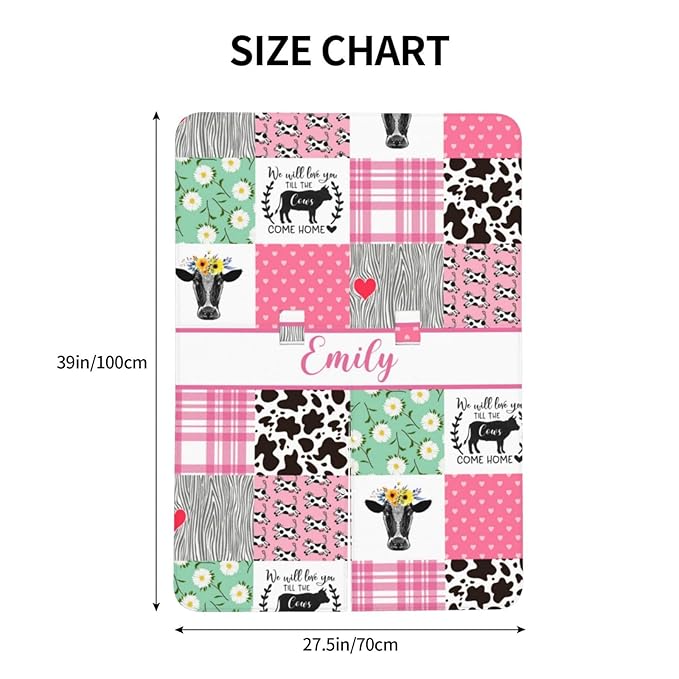 Personalized Baby Car Seat Canopy for Babies with Name, Custom Farm Cow Pink Car Seat Covers for Girls, Opening Minky Nursing Breastfeeding Stroller Cover Carseat Canopies for Infant Newborn