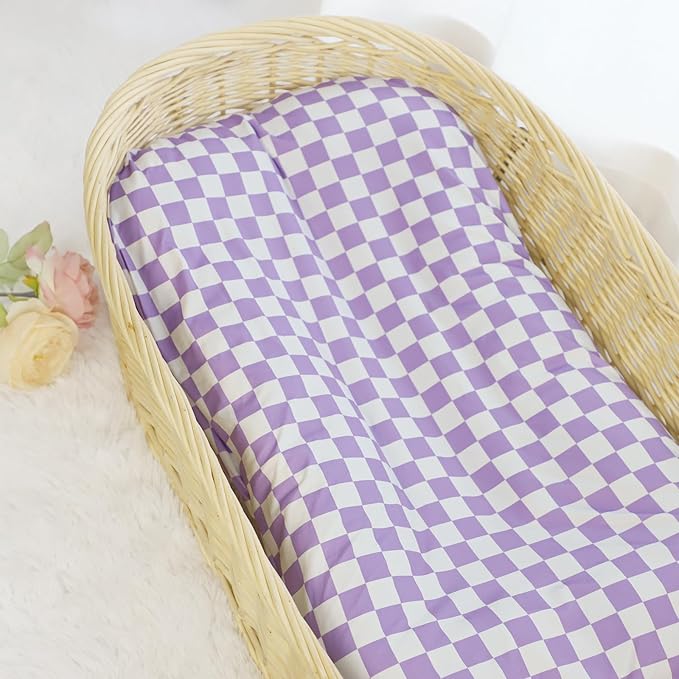 DILIMI Baby Lounger Cover for Boys and Girls, Removable Cover Ultra Soft Comfortable Lounger Slipcover, Purple Checkered (Lounger not Included)