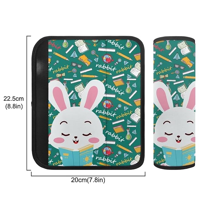 Biyejit Cute Rabbits Baby Strap Cover, Stroller Strap Cover, Car Seat Strap Covers 2 Pack, Car Seat Straps Shoulder Pads, Protect Neck and Shoulder for Baby Toddler Infant Boy Girl
