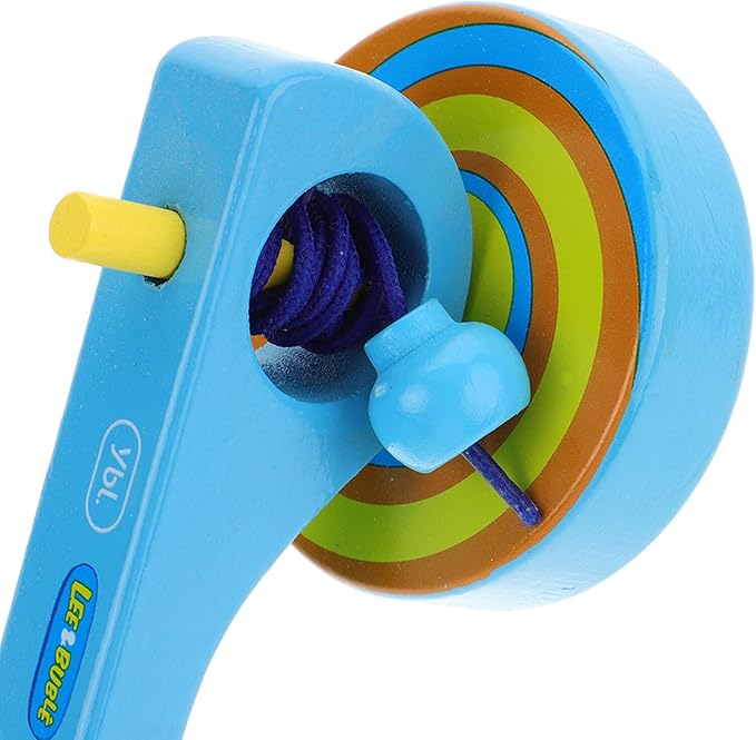 3pcs Wooden Gyroscope with Handle and Pull String for Lightweight Spinning Tops for Fine Motor Skill Development and Coordination Random Color