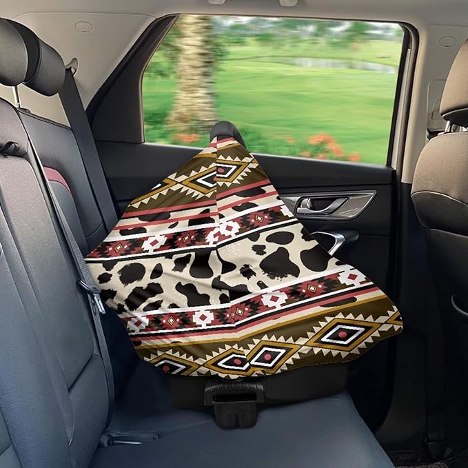 Aztec Cow 5-in-1 Cover Privacy for Breastfeeding Baby Car Seat, Carrier, Stroller, High Chair, Shopping Cart, Lounger Canopy - Newborn Essentials, Nursing Top