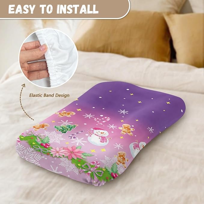 Snowman Gingerbread Man Baby Lounger Cover Newborn Lounger Replacement Cover for Baby Girls Soft, Christmas Cozy & Breathable Replacement Pad for Baby Lounger