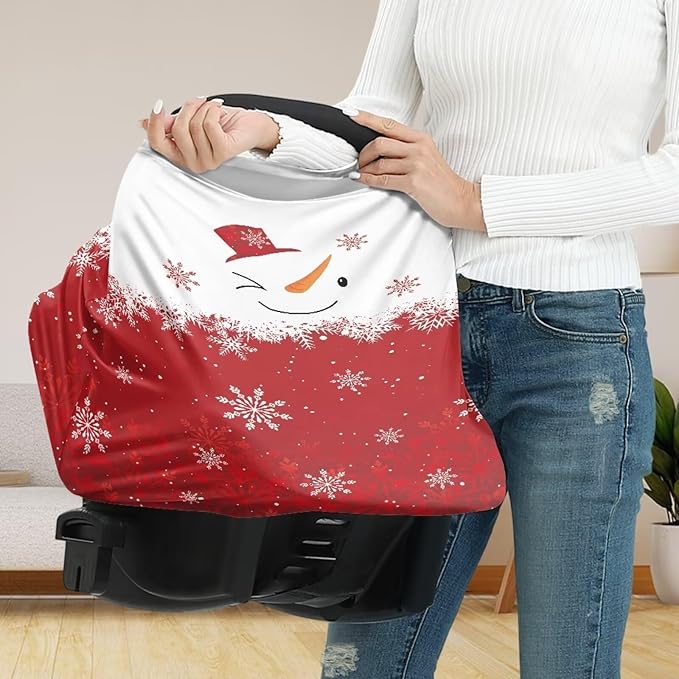 Snowman Nursing Breastfeeding Covers Multipurpose Infant Seat Cover Canopy Christmas Decorations Outdoor,High Chair/Stroller Covers/Stroller
