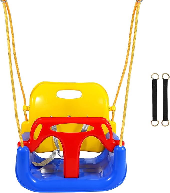 RedSwing 3-in-1 Baby Swing Seat, Toddler Swing, Anti-Flip Snug & Secure Detachable Infants to Teens Kids Swings Seat for Outside Playground, Blue Red