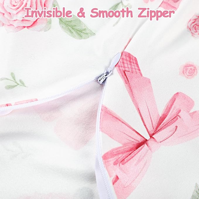 Newborn Lounger Cover Baby Girls, Ultra Soft Comfortable Flower Infant Lounger Pillow Slipcover, Easy Removal and Machine Washable, 1 Cover Only (Pink Rose)