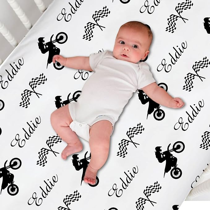 Personalized Pack 'n Play Sheets - Custom Baby Boy Mini Crib Sheets, Soft & Breathable Material (Dirt Bike Motocross)