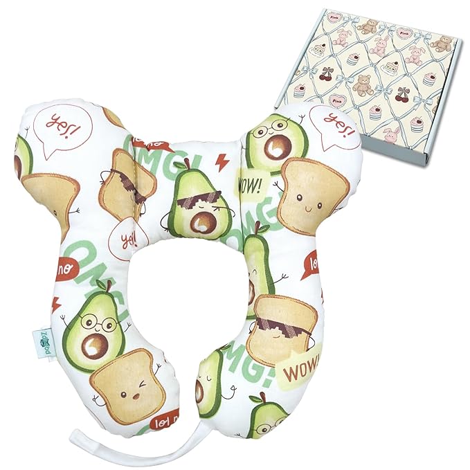 Baby Travel Pillow, U-Shape Pillow for Car Seat, Stroller and Pushchair, Soft Lightweight Baby Travel Accessory (Avocado)