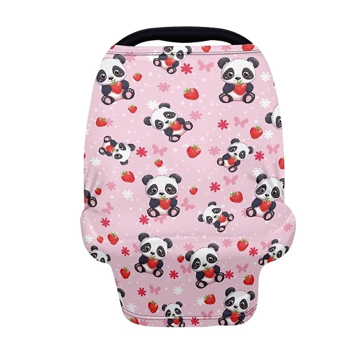 AFPANQZ Panda Baby Car Seat Covers Nursing Cover Multifunctional Infant Car Seat Canopy Nursing Cover High Chair Cover Full Coverage Breathable Stretchy Lightweight Travel Outdoors