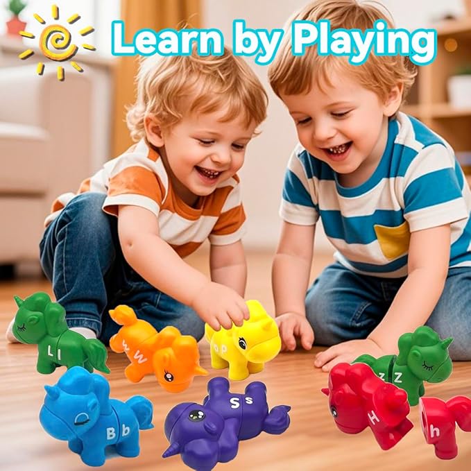 Alphabet Learning Toys, Unicorn Color Matching Letter Game for Toddlers,Montessori Fine Motor Skills Preschool Learning Toys for 2 3 4 Years Old (13Pcs Unicorn)