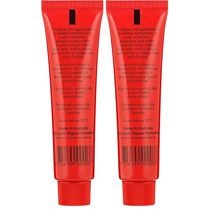 Lucas Papaw Ointment 25g — 2 Pack — Fermented Papaya Lip and Skin Balm, Multipurpose Topical Ointment for Dry Lips, Cracked Skin and Minor Irritations, Made in Australia