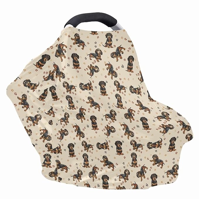 AFPANQZ Cartoon Dachshund Nursing Cover Breastfeeding Scarf Baby Car Seat Covers Infant Stroller Cover for Girls and Boy Outdoor Walking Traveling Carseat Canopy