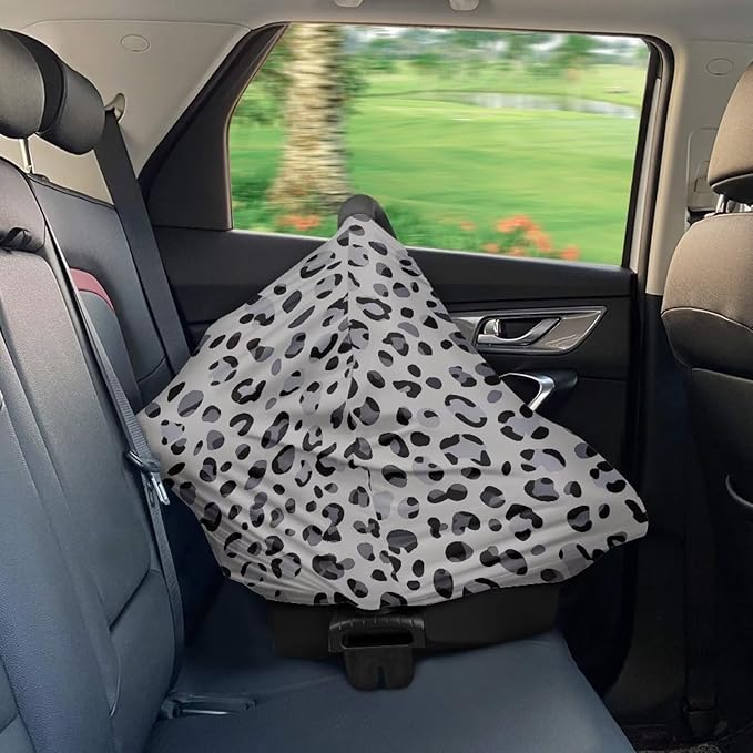 Biyejit Gray Leopard Nursing Cover for Newborn Breastfeeding Multi Use Infant Stroller Canopy Unisex Baby Car Seat Cover High Chair Cover Shopping Cart Cover for Baby Boy and Girl