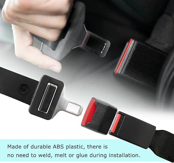 10 Sets Seat Belt Button Stop, Plastic Car Safety Belt Stopper Prevent Buckle from Sliding Down, No Welding Required Snap-on Seatbelt Stop Clips for Cars Trucks Motorcycles (Black)
