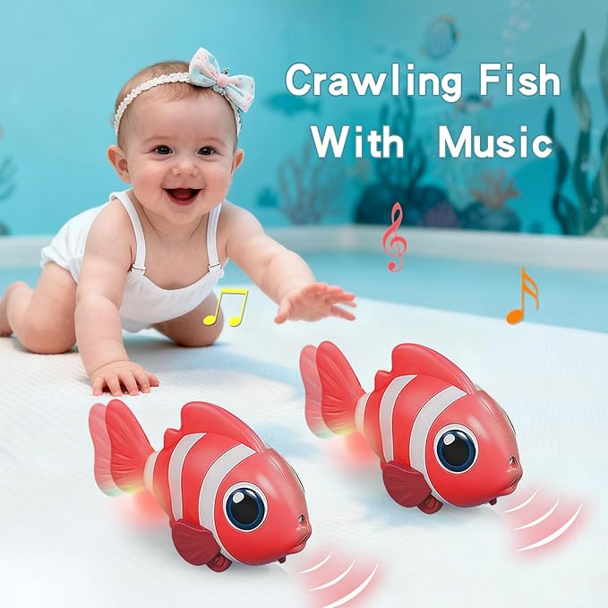 Gzsbaby Musical Baby Toy -Crawling Toy Sensory Tummy Time Toys for Boy Girl, Light-up Walking Dancing Moving Toys Learning Development Infant Toddler Birthday Gifts (RED)