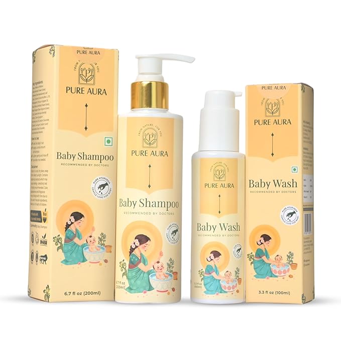 Baby's Bath Time Besties, Ayurvedic Baby Shampoo and Moisturizing Baby Wash, Gentle Nourishing Cleansing Combo for Soft Healthy Skin