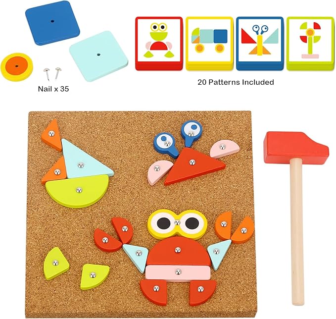 TOOKYLAND Fine Motor Toys, Toy Hammer and Nails Game is Montessori Toys That Exercise Children's Hands-on Skills and Develop Their Imagination for Kids