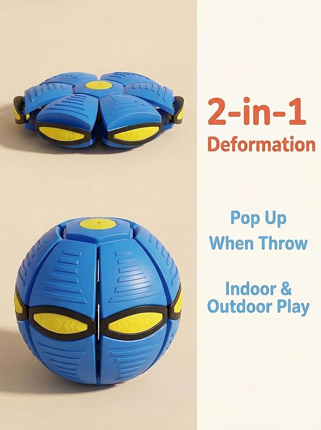 Magic Deformation Ball, Kids Bouncy Ball, Interactive Flying Saucer Pop-Up Toy, Parent-Child Interactive Red Bounce Ball, Collapsible Delay Frisbee Disc Toy with 6 Lights